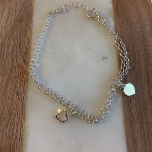 Adjustable .925 Solid Sterling Silver Bracelet , Heart Bracelet chain sizable